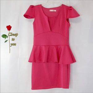 TIANXUAN PEPLUM PINK DRESS SIZE XL, FITS SMALL